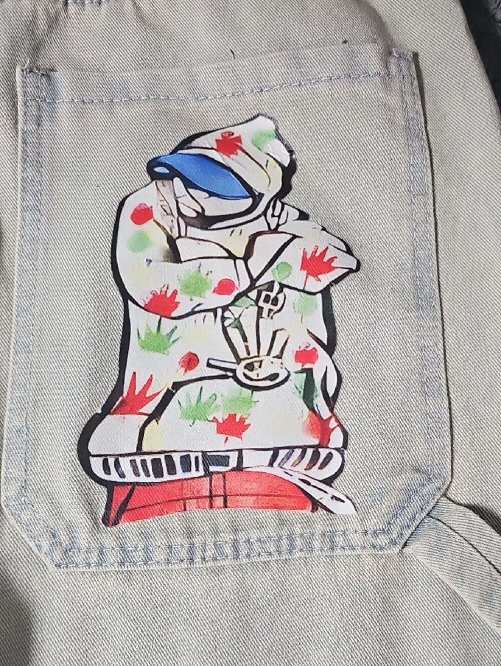 Y2K Streetwear Graffiti Graphic Light Wash Denim Jeans Size XL - Picture 5 of 9